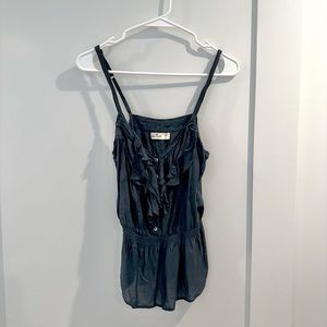 Hollister black ruffled tank top size m